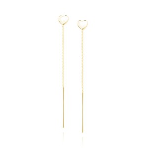 Cercei argint lungi cu lant si inima placati cu aur galben DiAmanti Z1808EPG-DIA (Argint 925‰ 1,2 g.)